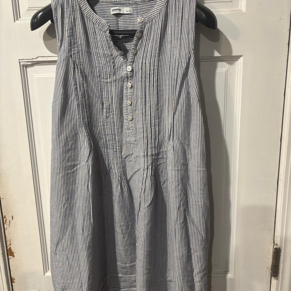 Sonoma Gray Pleated Sleeveless Sundress
